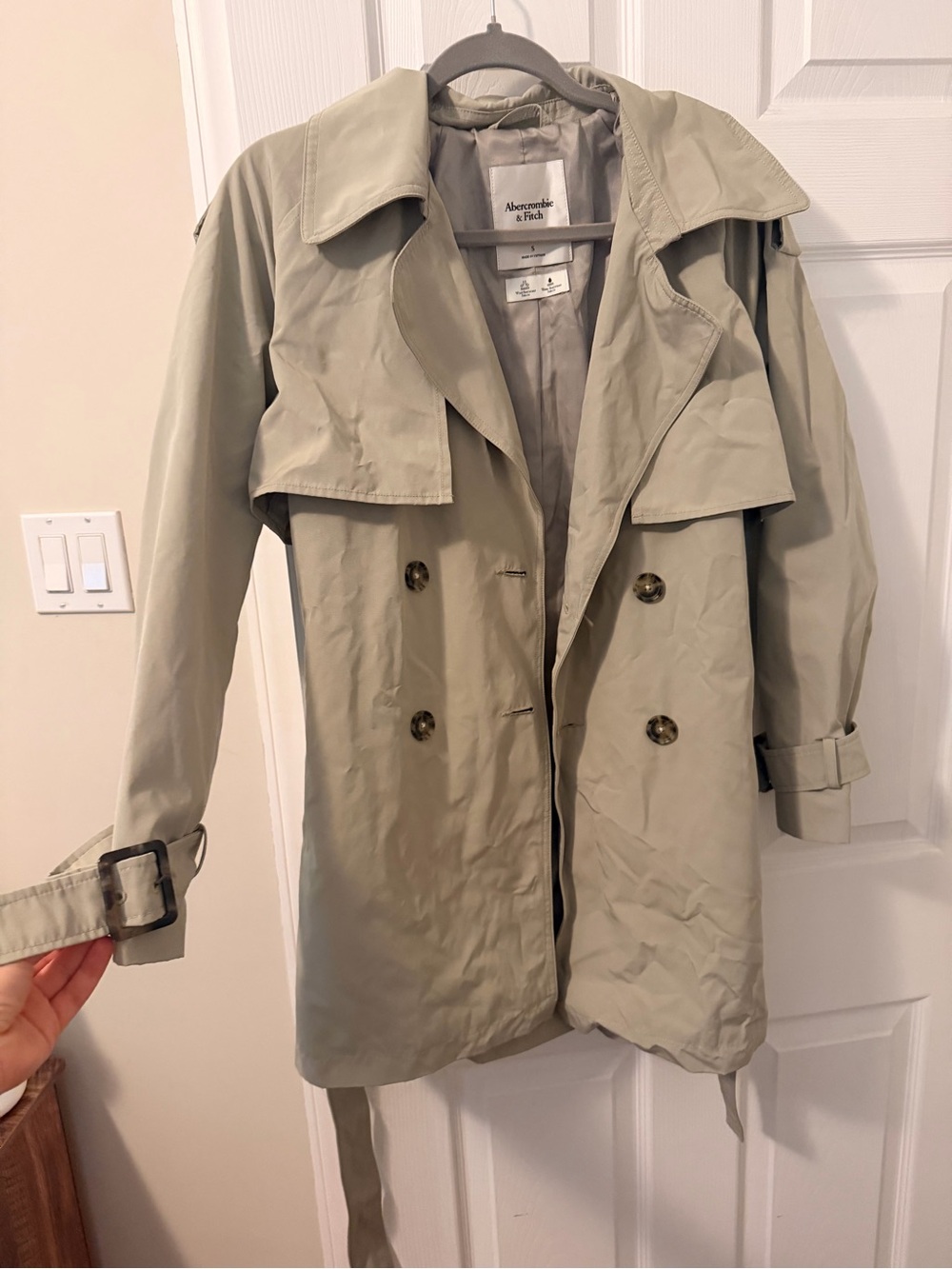 Abercrombie & Fitch Men's Light Sage Trench Coat